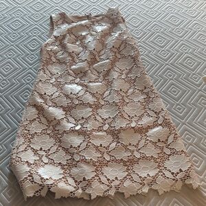 Alice + Olivia Floral Lace Midi Dress - Cream